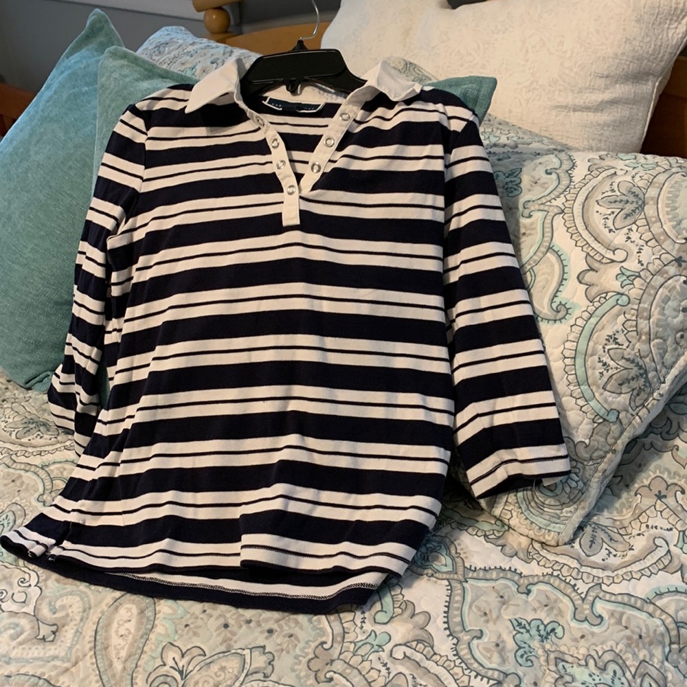 Karen Scott striped shirt petite medium